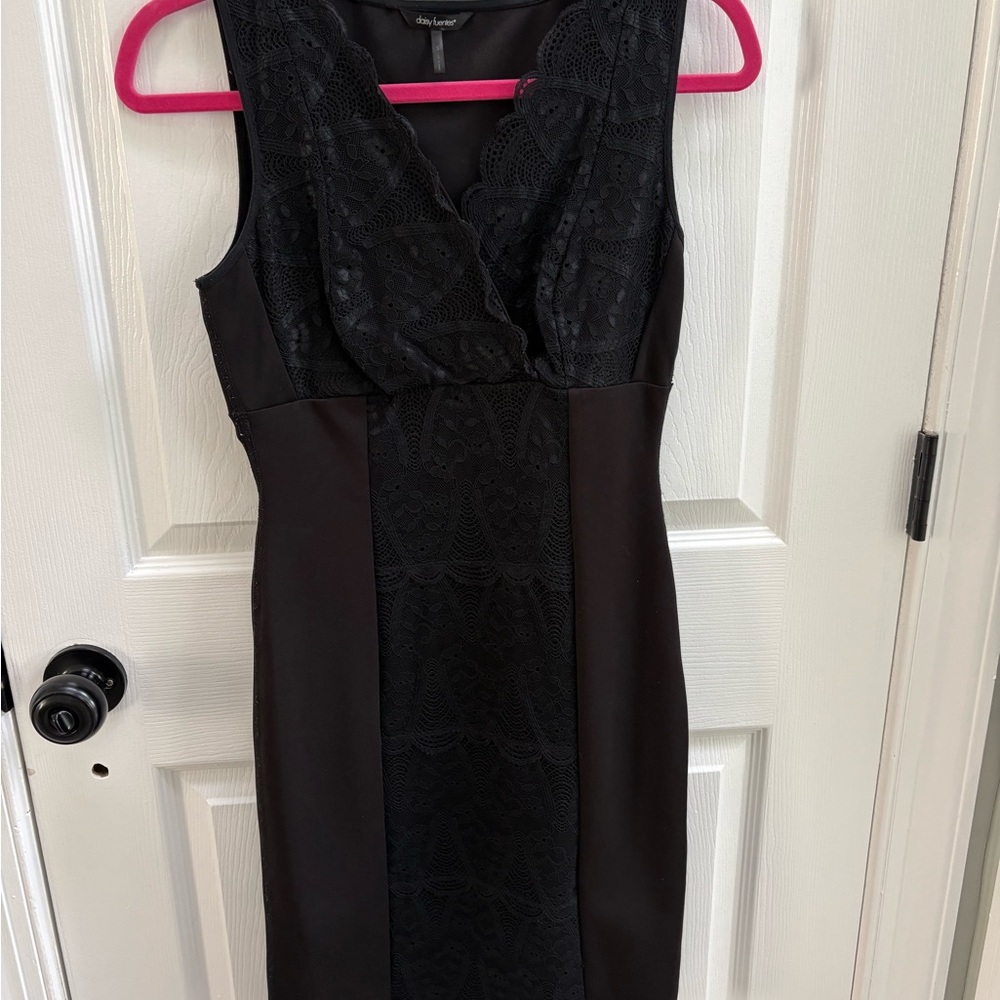 Daisy Fuentes Black Lace Midi Dress